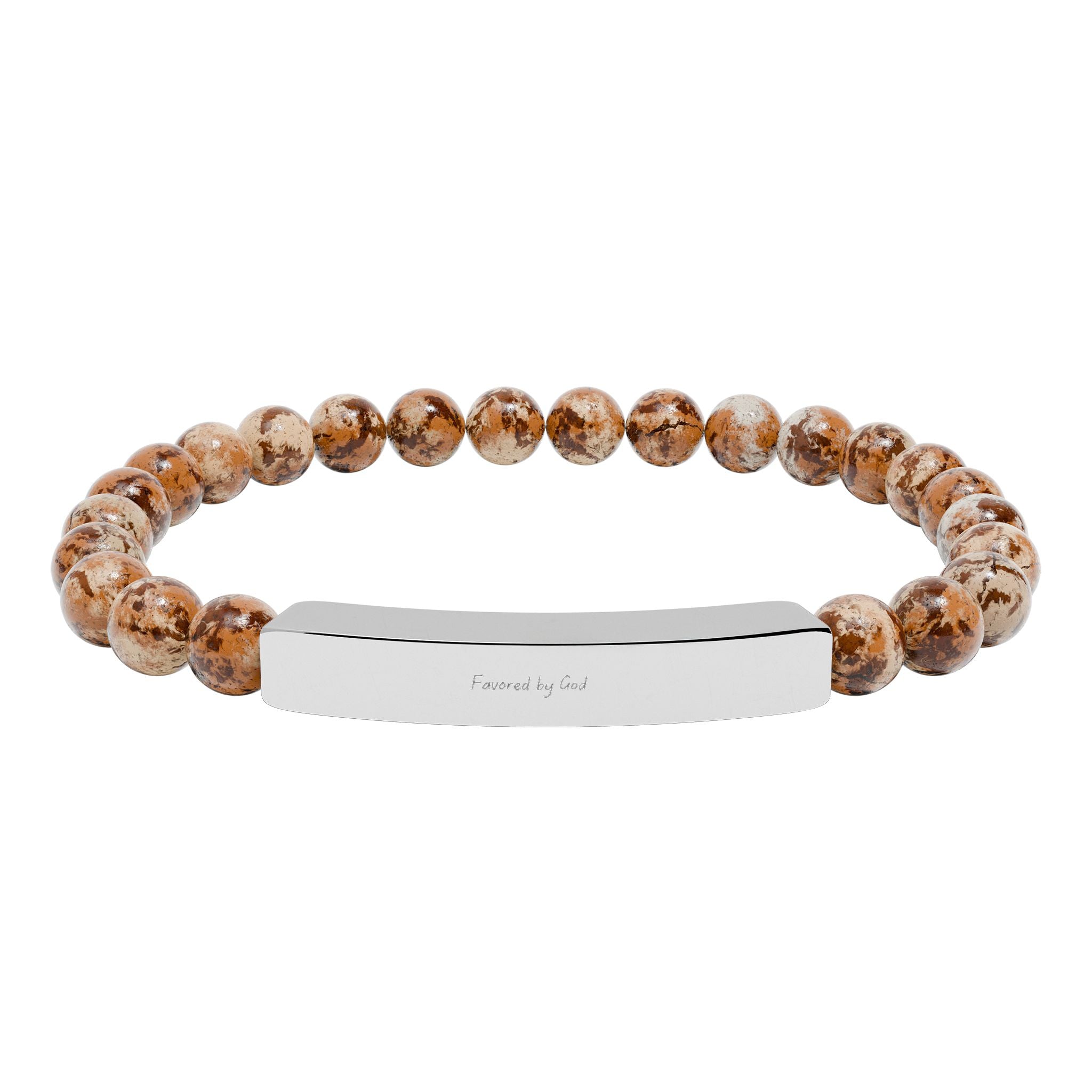 Natural Stone Stretch Bar Bracelet (Engraving)