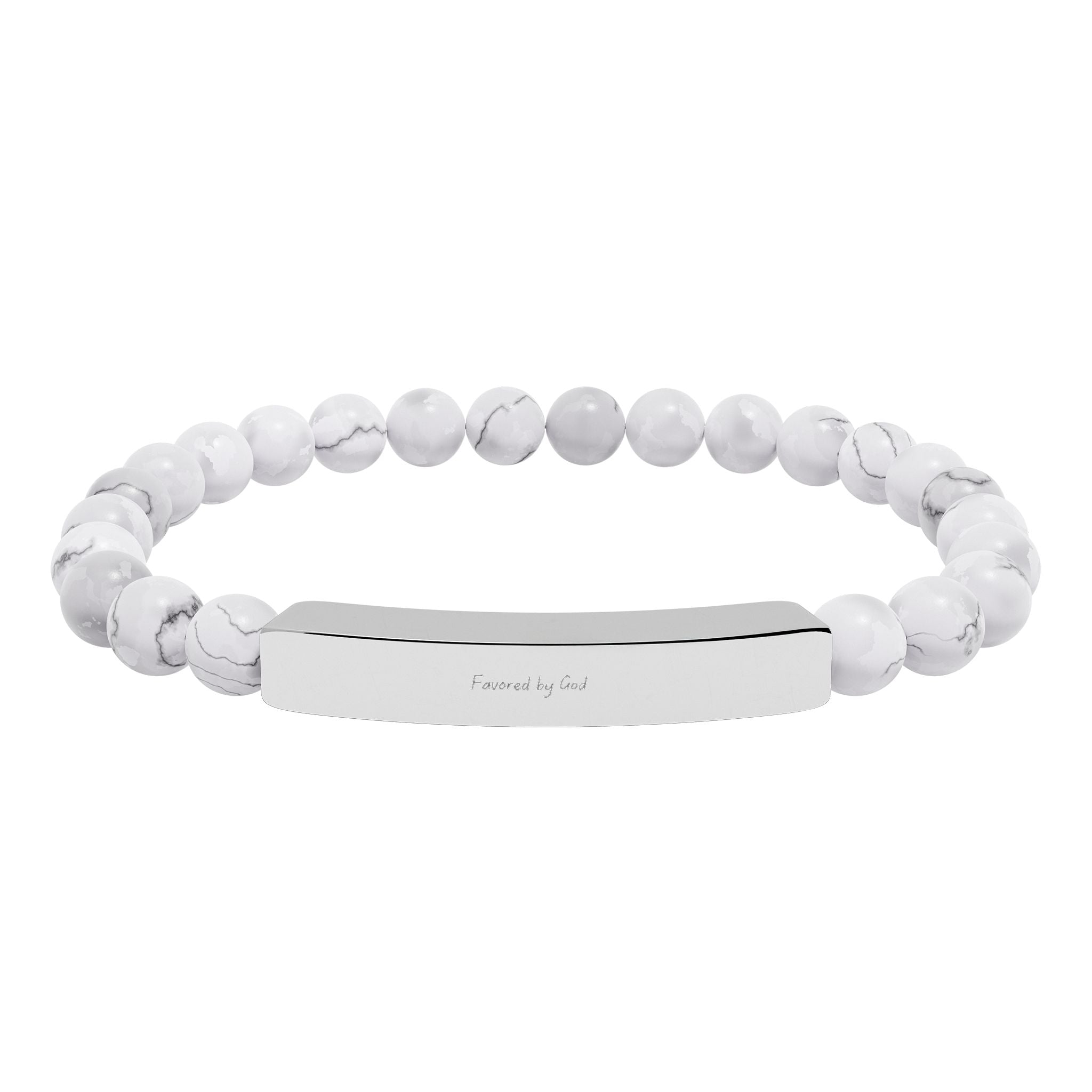 Natural Stone Stretch Bar Bracelet (Engraving)