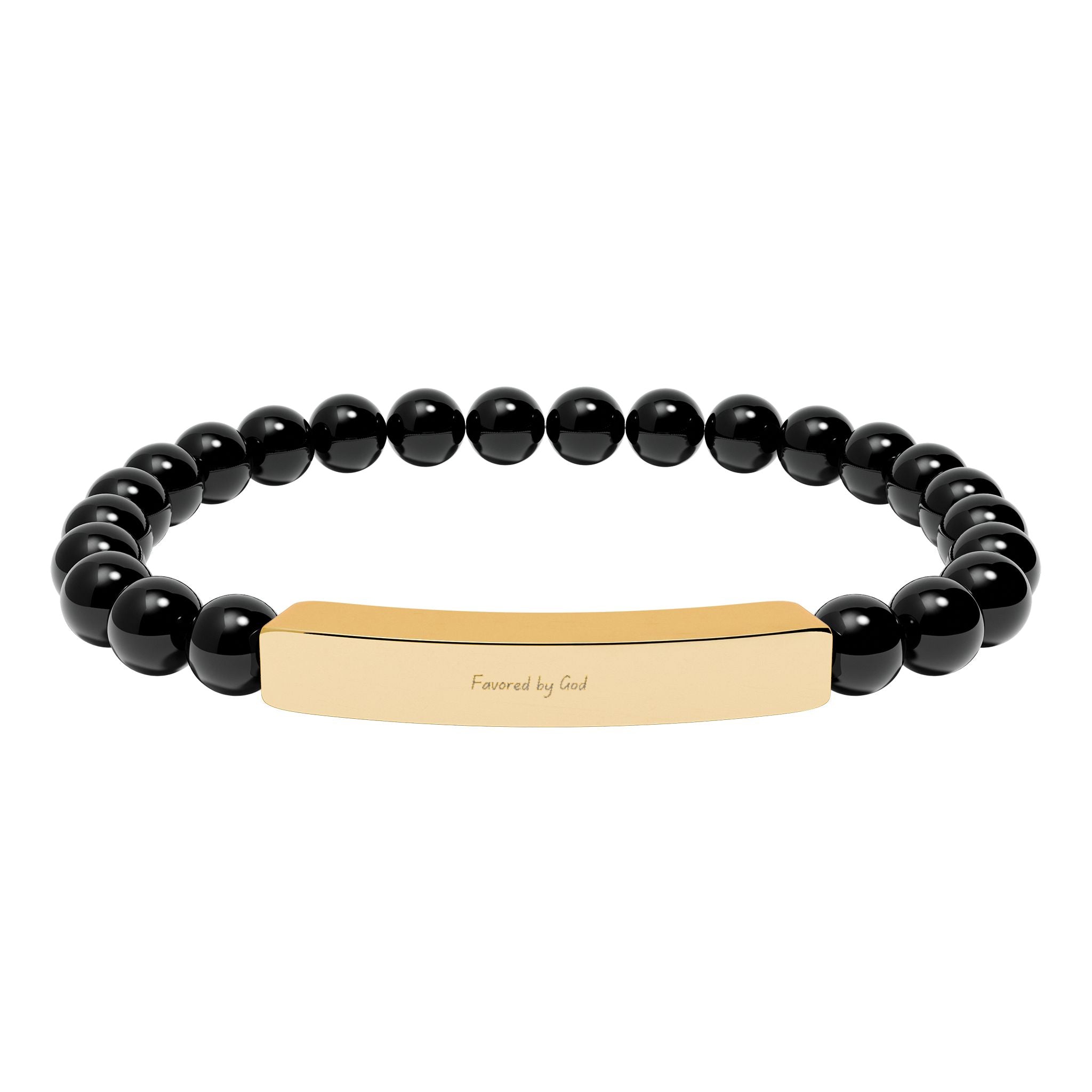 Natural Stone Stretch Bar Bracelet (Engraving)