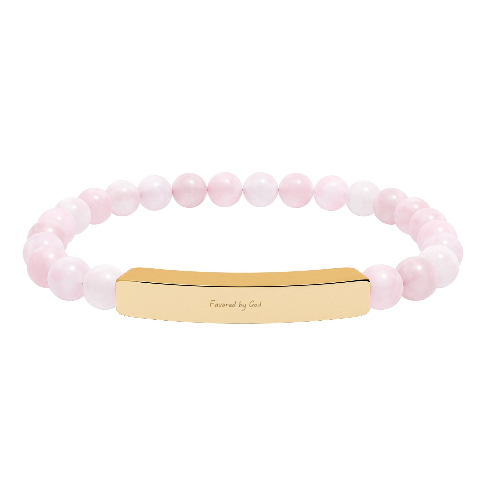 Natural Stone Stretch Bar Bracelet (Engraving)