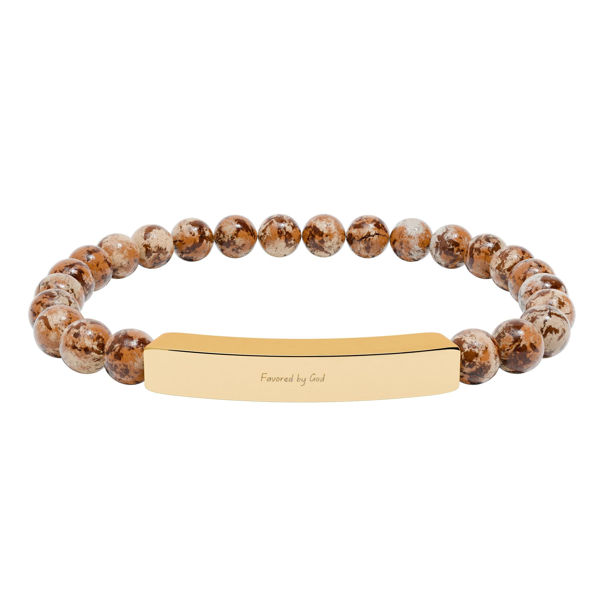 Natural Stone Stretch Bar Bracelet (Engraving)